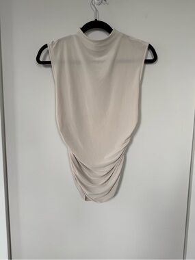 Halogen Cream Sleeveless Draped Mock Neck Top
